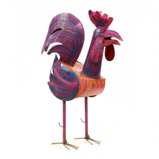 large-painted-sheet-metal-yard-art-rooster