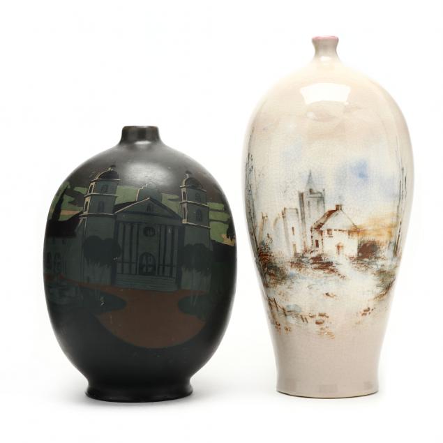 two-j-b-owens-mission-line-vases