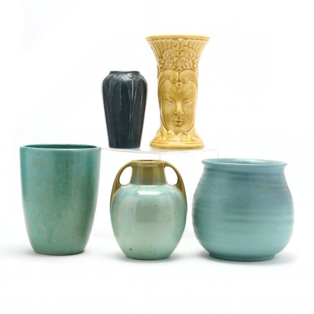 five-vintage-signed-pottery-vases