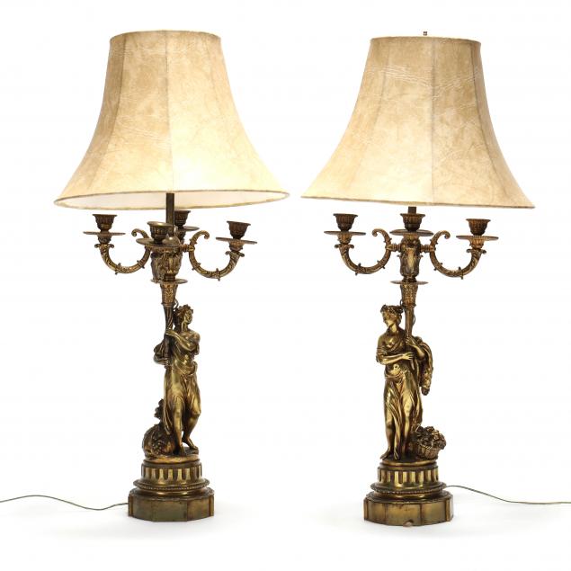 near-pair-of-neoclassical-style-figural-gilt-bronze-table-lamps