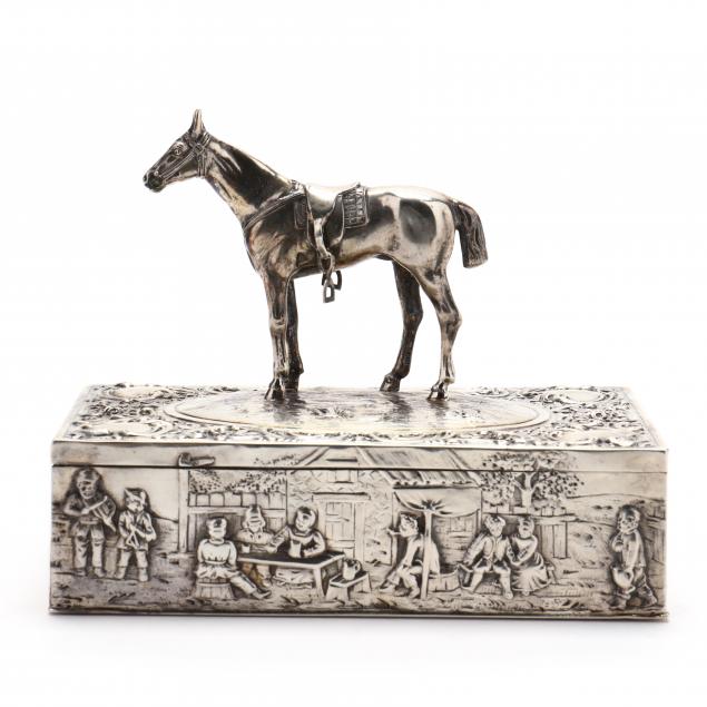 vintage-german-800-silver-cigarette-box-with-model-of-a-horse