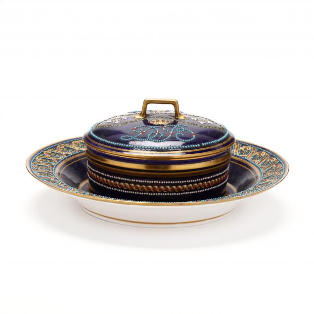 a-sevres-type-covered-porcelain-cheese-dish-on-fixed-stand