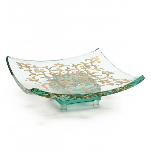 contemporary-art-glass-pedestal-bowl-signed