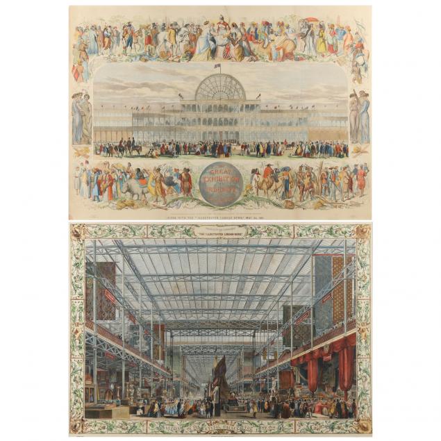 two-antique-world-s-fair-crystal-palace-engravings