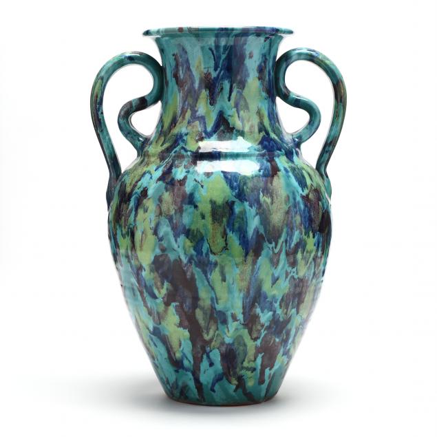 multi-colored-floor-vase-a-r-cole-pottery-nc