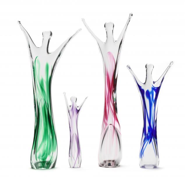 four-contemporary-studio-art-glass-figures
