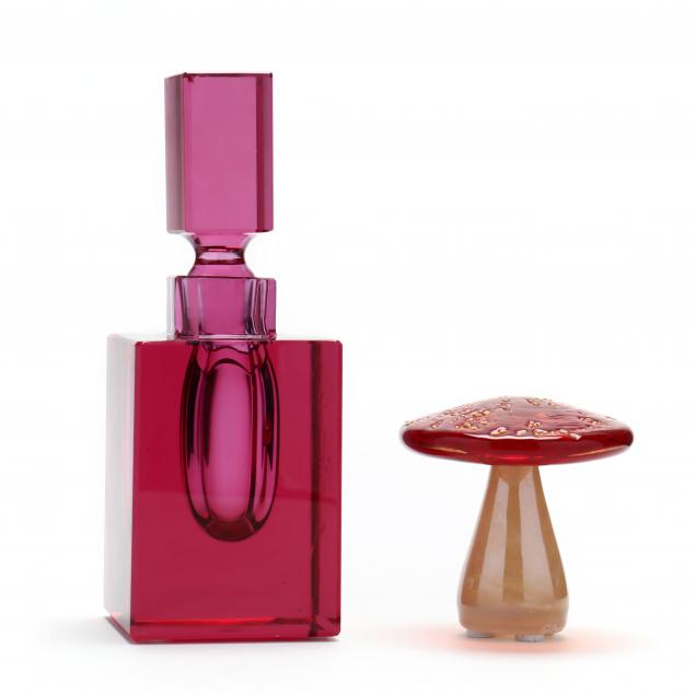 moser-perfume-bottle-and-art-glass-mushroom