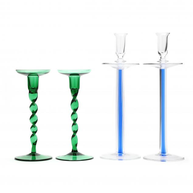 two-pair-of-glass-candlesticks