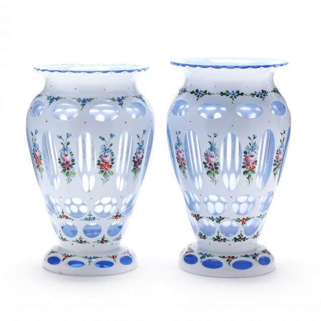 pair-of-bohemian-cut-and-painted-glass-vases