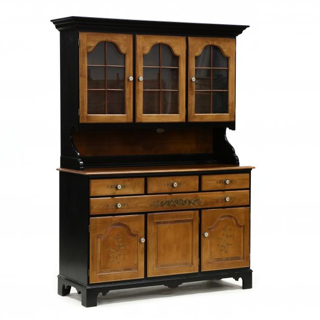 hitchcock-ebonized-maple-step-back-cupboard