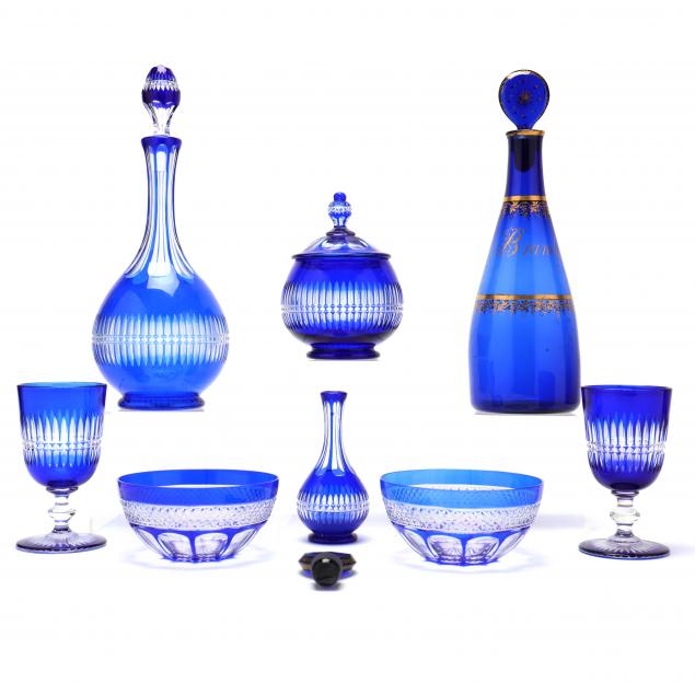 eight-pieces-of-antique-cobalt-glass