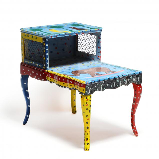 vintage-side-table-decorated-by-sam-the-dot-man-mcmillan-nc-1926-2018