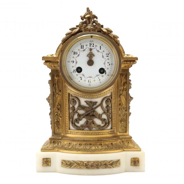 tiffany-co-french-dore-bronze-and-marble-mantel-clock