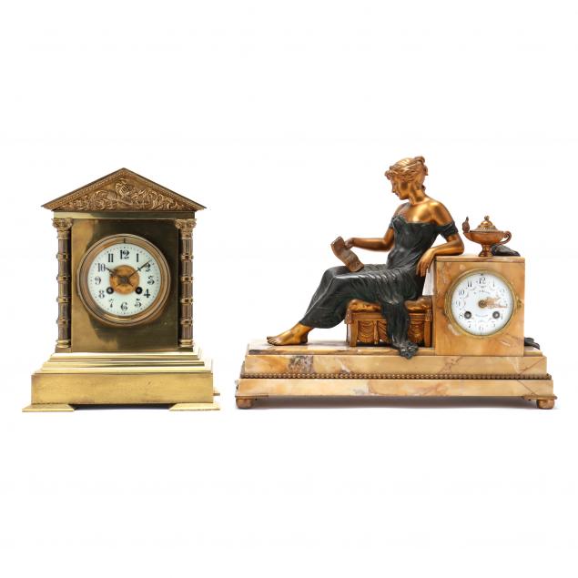 two-antique-french-mantel-clocks