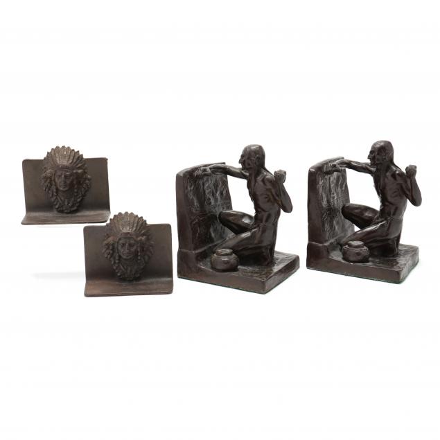 two-vintage-american-indian-themed-bookends