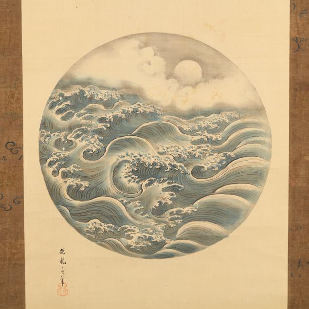 a-japanese-hanging-scroll-with-waves-and-moon