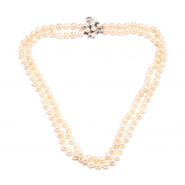 double-strand-pearl-necklace-with-white-gold-and-gem-set-clasp