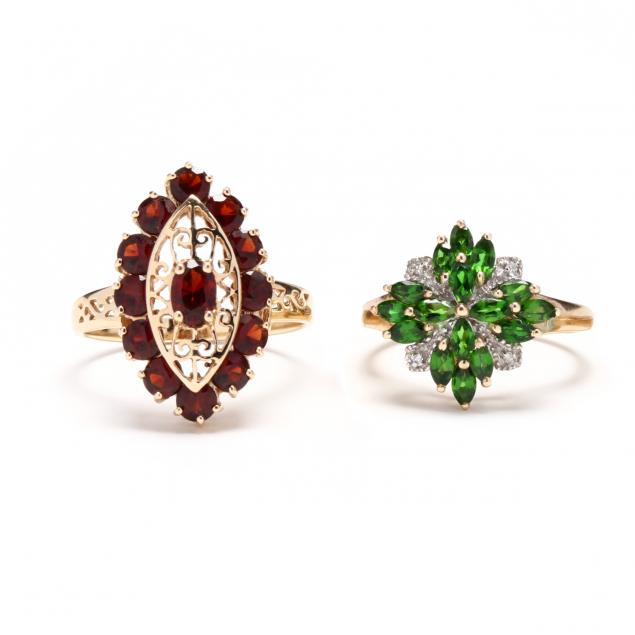 two-gold-and-gem-set-rings