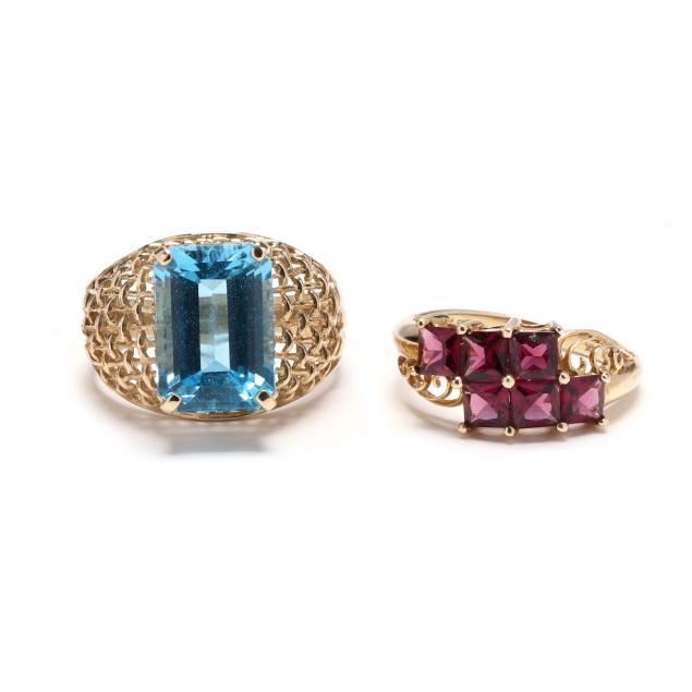 two-gold-and-gem-set-rings