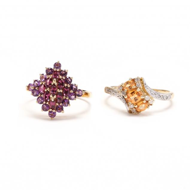 two-gold-and-gem-set-rings