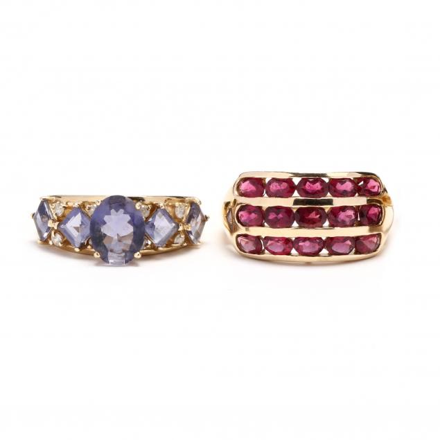 two-gold-and-gem-set-rings