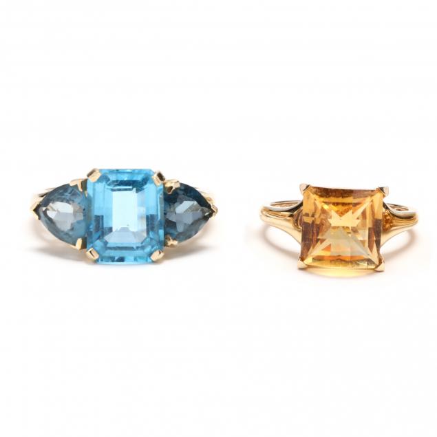 two-gold-and-gem-set-rings