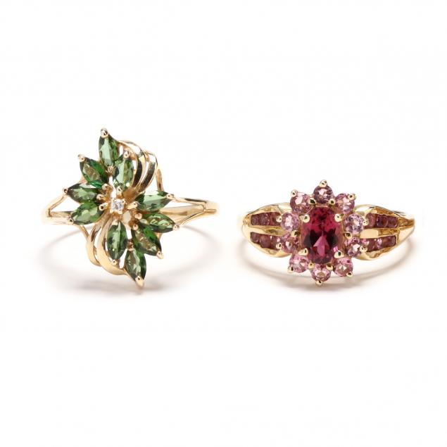 two-gold-and-gem-set-rings