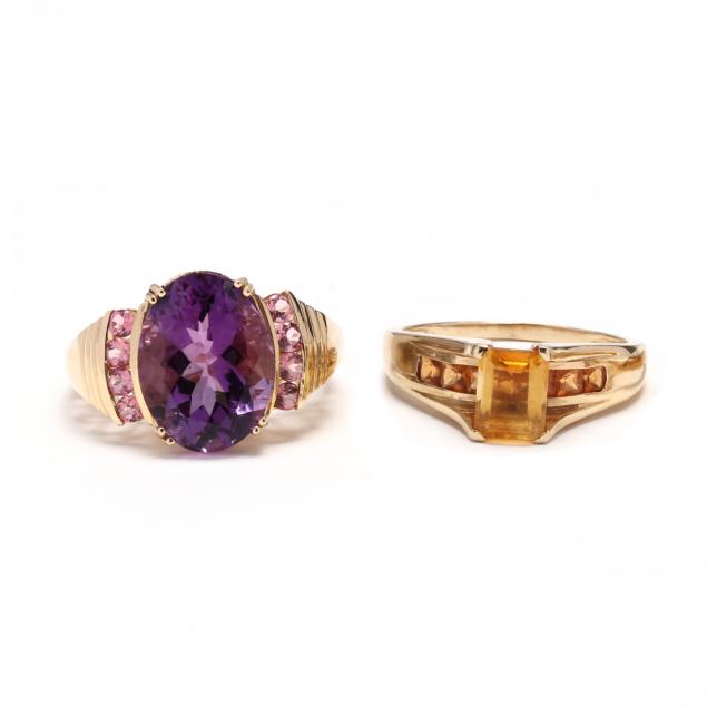 two-gold-and-gem-set-rings