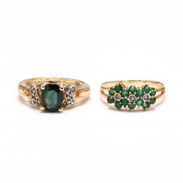 two-gold-and-gem-set-rings