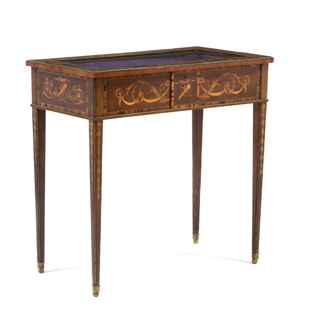 antique-continental-inlaid-mahogany-vitrine-table