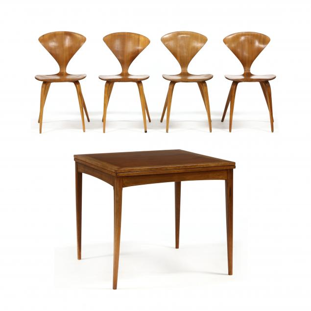 norman-cherner-american-1920-1987-dining-table-and-four-chairs