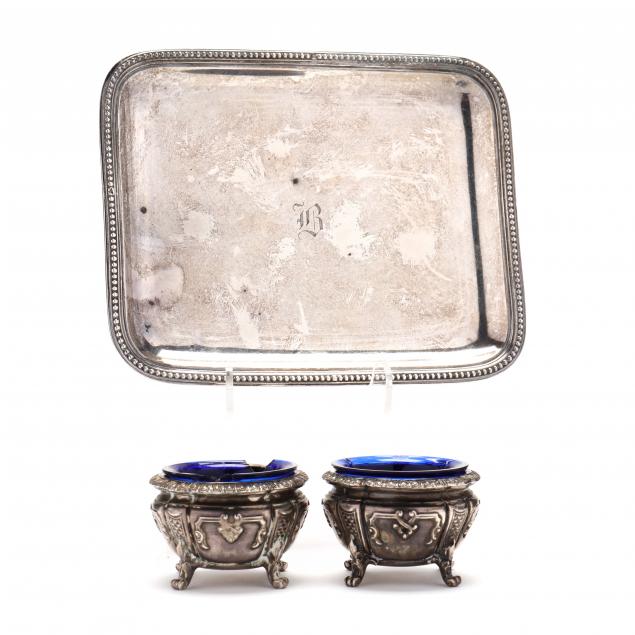 a-pair-of-french-1st-standard-silver-salt-cellars-and-small-serving-tray