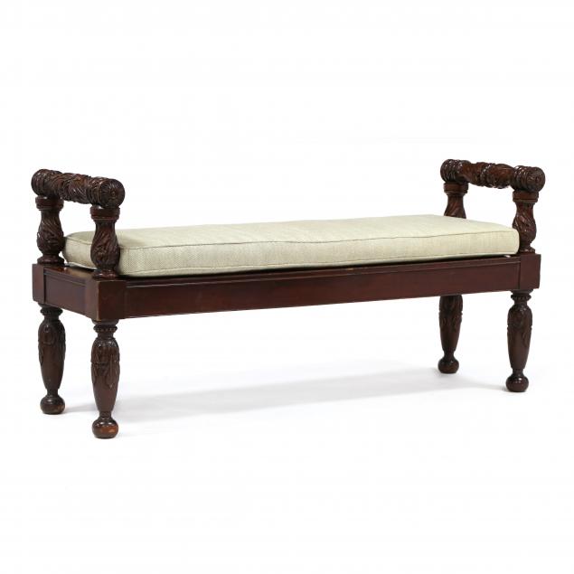 late-classical-carved-mahogany-storage-bench