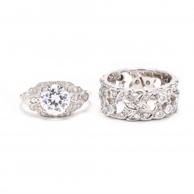 two-platinum-and-gem-set-rings