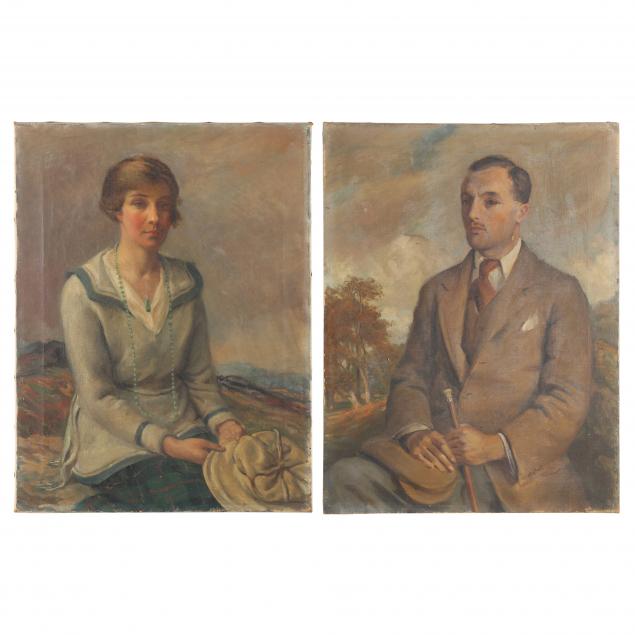 english-school-circa-1930-a-pair-of-portraits-possibly-joyce-cary-and-gertrude-ogilvie
