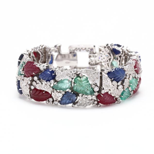 white-gold-and-multi-gemstone-bracelet