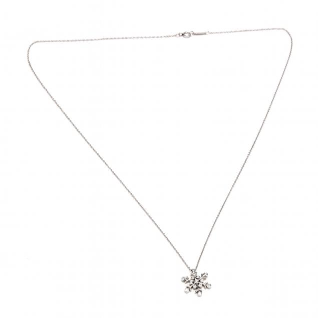 Tiffany & Co Silver Diamond Blossom Garden Flower Pendant 16.25