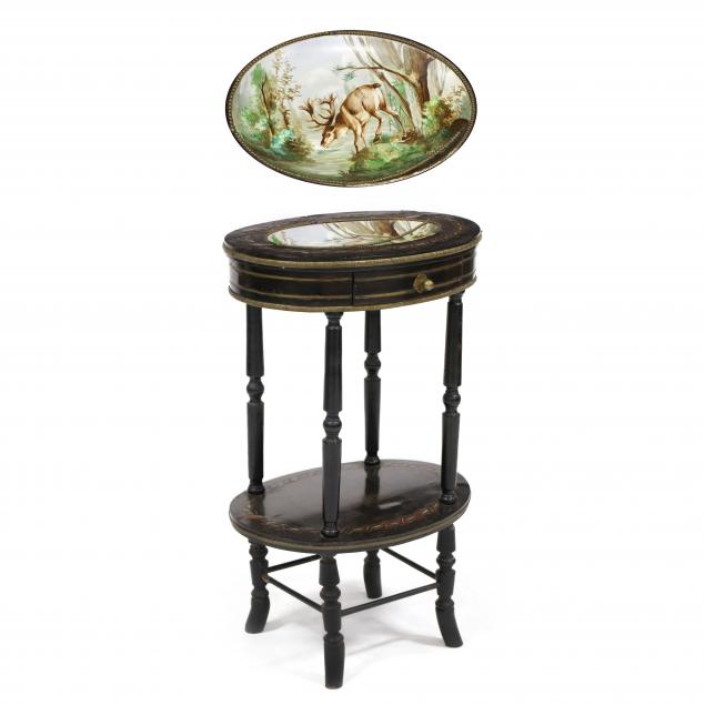 victorian-ebonized-and-inlaid-stand-with-inset-porcelain-dish