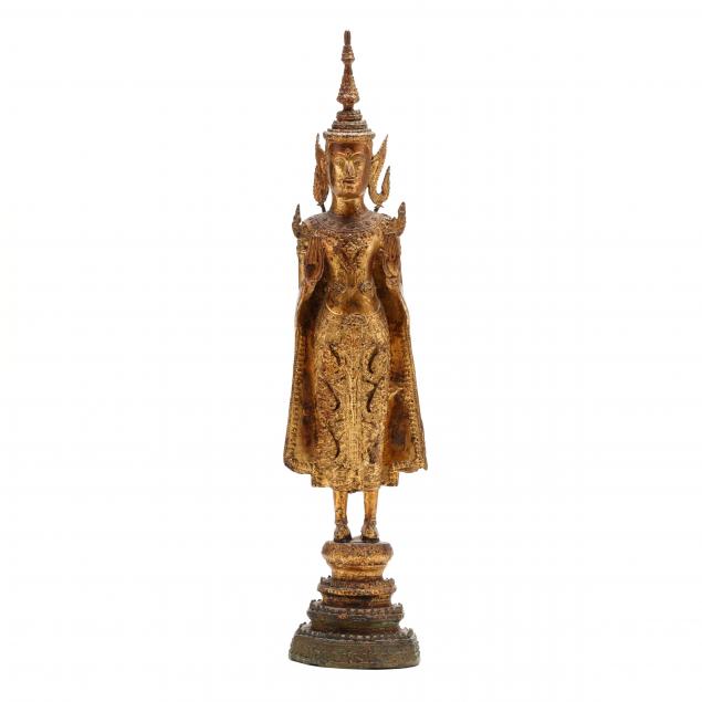 a-thai-gilt-bronze-standing-buddha