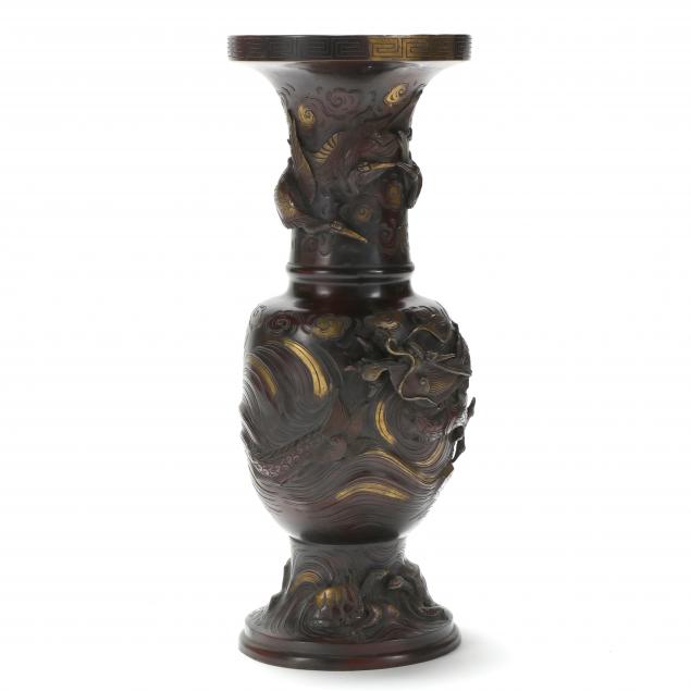 a-japanese-gilt-bronze-dragon-floor-vase