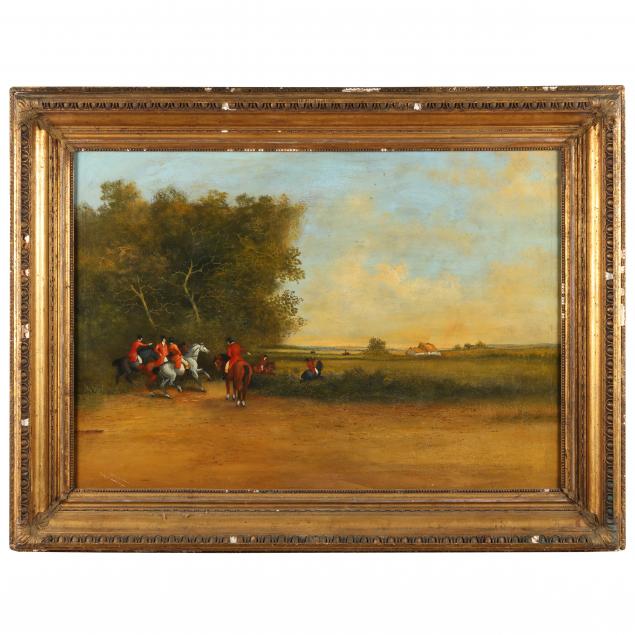 an-antique-english-school-painting-of-a-fox-hunting-party