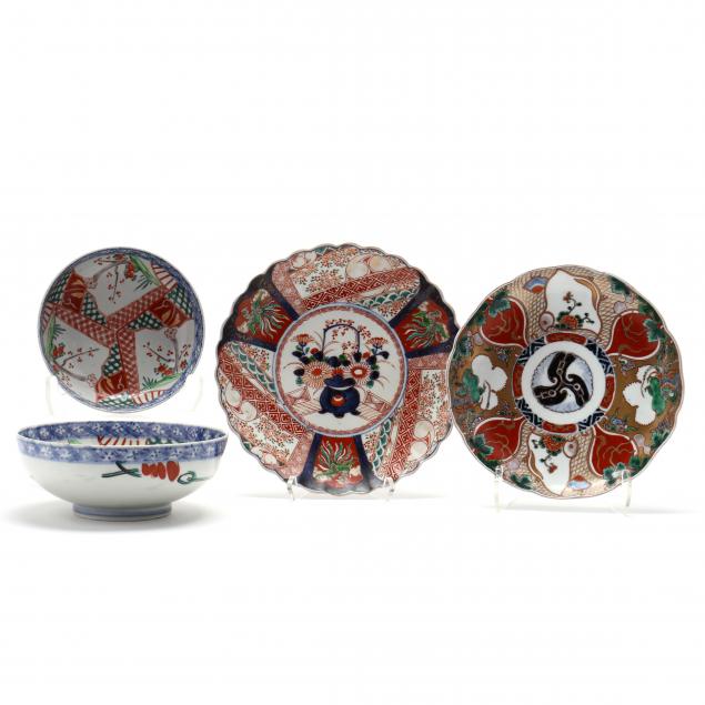 a-group-of-antique-japanese-imari-bowls-and-plates