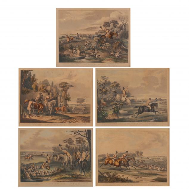 group-of-five-antique-i-bachelor-s-hall-i-fox-hunting-prints