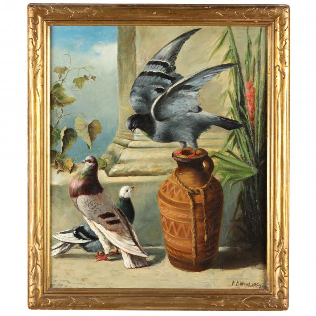 p-b-west-american-19th-20th-century-three-pigeons-with-urn