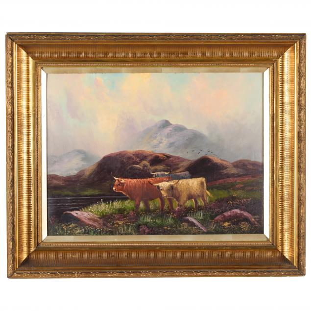 scottish-highland-cattle-grazing-by-a-loch-20th-century