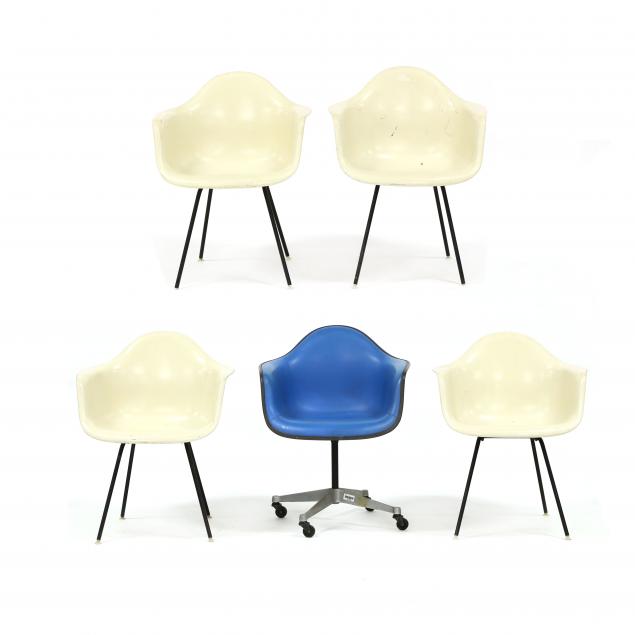 charles-and-ray-eames-five-vintage-shell-armchairs