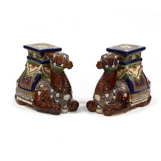 pair-of-majolica-camel-form-garden-stools