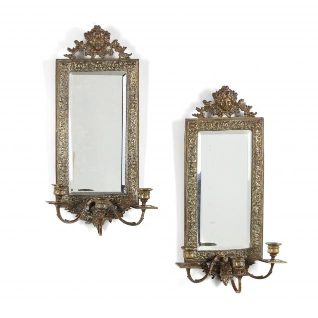pair-of-continental-brass-mirrored-wall-sconces