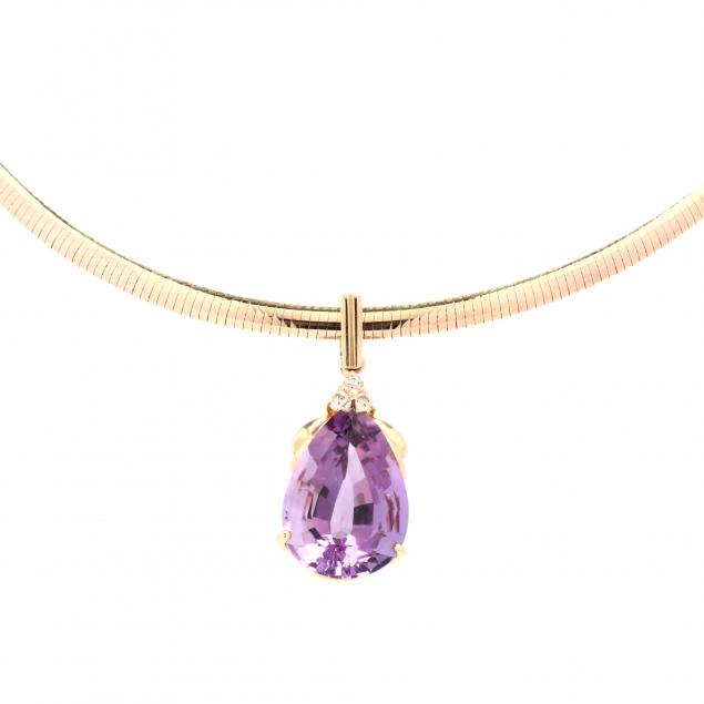 gold-and-amethyst-pendant-slide-and-gold-omega-necklace