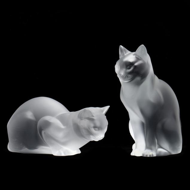 lalique-i-chat-assis-i-and-i-chat-couche-i-crystal-figures